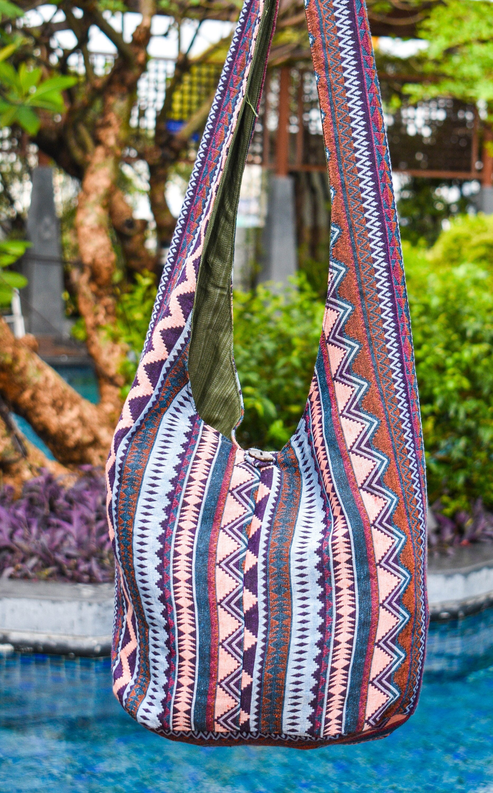 【COLOR iN ID】Cotton tassel hippie bag Hippie Bag Cotton Canvas Boho Shoulder Sling Holiday Carry