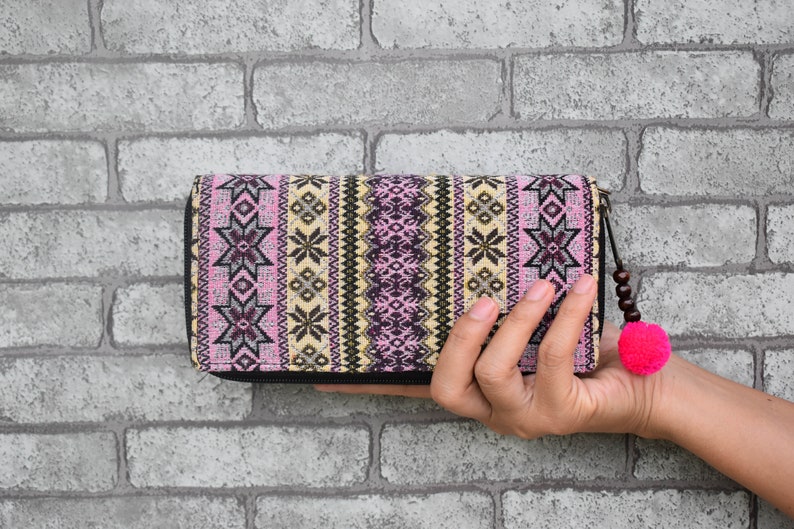 Boho Wallet Pink and Yellow Wallet Hippie Wallet Boho Etsy