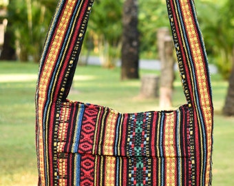 Boho Sling Bag, Woven Sling Bag, Crossbody Bag, Hippie Bag, Tribal Shoulder Bag, Gift For Her, Bohemian Gift, Hobo Bag, Festival Accessories