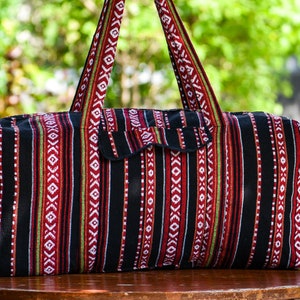 Colorful Duffle Bag, Boho Weekender Bag, Hippie Overnight Bag, Striped Duffle Bag, Hippie Duffle Bag, Thai Duffle Bag, Aztec Weekender Bag