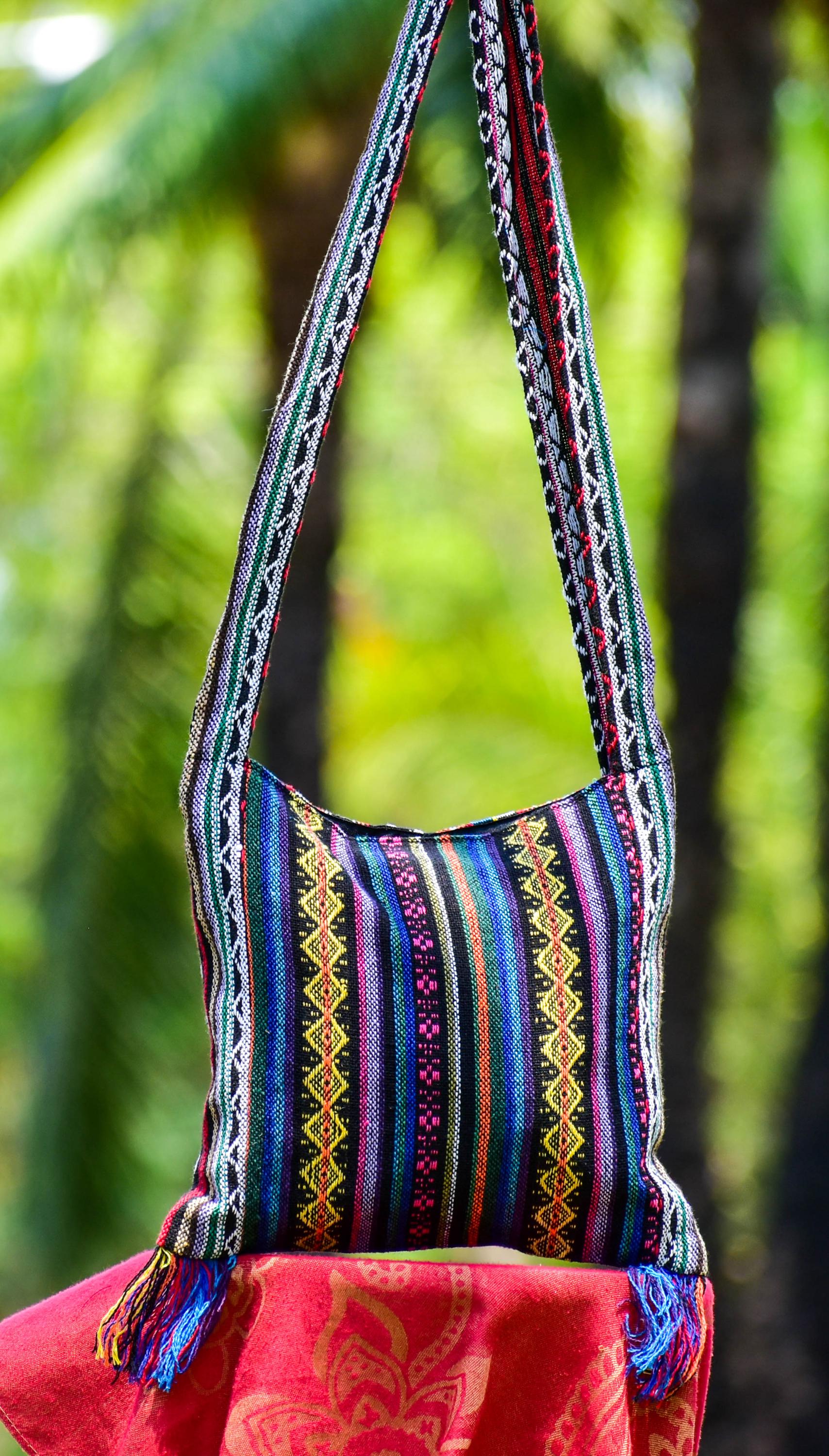【TREEMINGBIRD】韓国人気★ Tetra-Pocket Hobo Shoulder Bag Zhuang Brocade Leather Shoulder Bag Tote Bag Romantic Purple