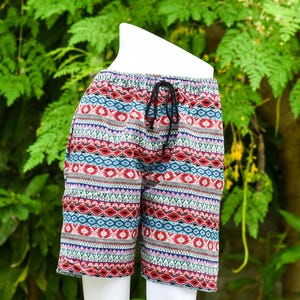 Unisex Boho Shorts, Hippie Shorts, Festival shorts, Men Shorts, Red. White and Black Shorts, Geometric Shorts, Hipster Shorts, Women's
