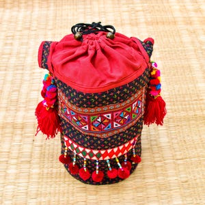 Bolso boho, bolso cruzado, bolso tejido tailandés, bolso hippie pequeño, bolso azteca, cartera bobo, bolso redondo único, bolso boho tejido, colorido