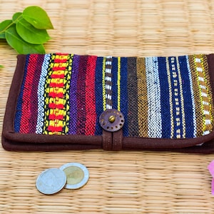 Thai Cotton Boho Wallet: Embroidered Hippie Purse, Vegan Friendly