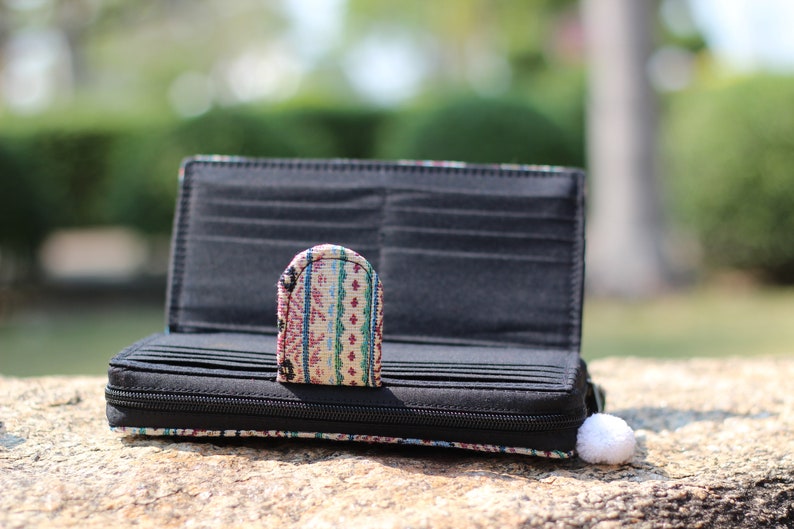 Faux Leather Wallet Coin Purse Ladies Unisex Bi-Fold Pouch Handmade Floral
