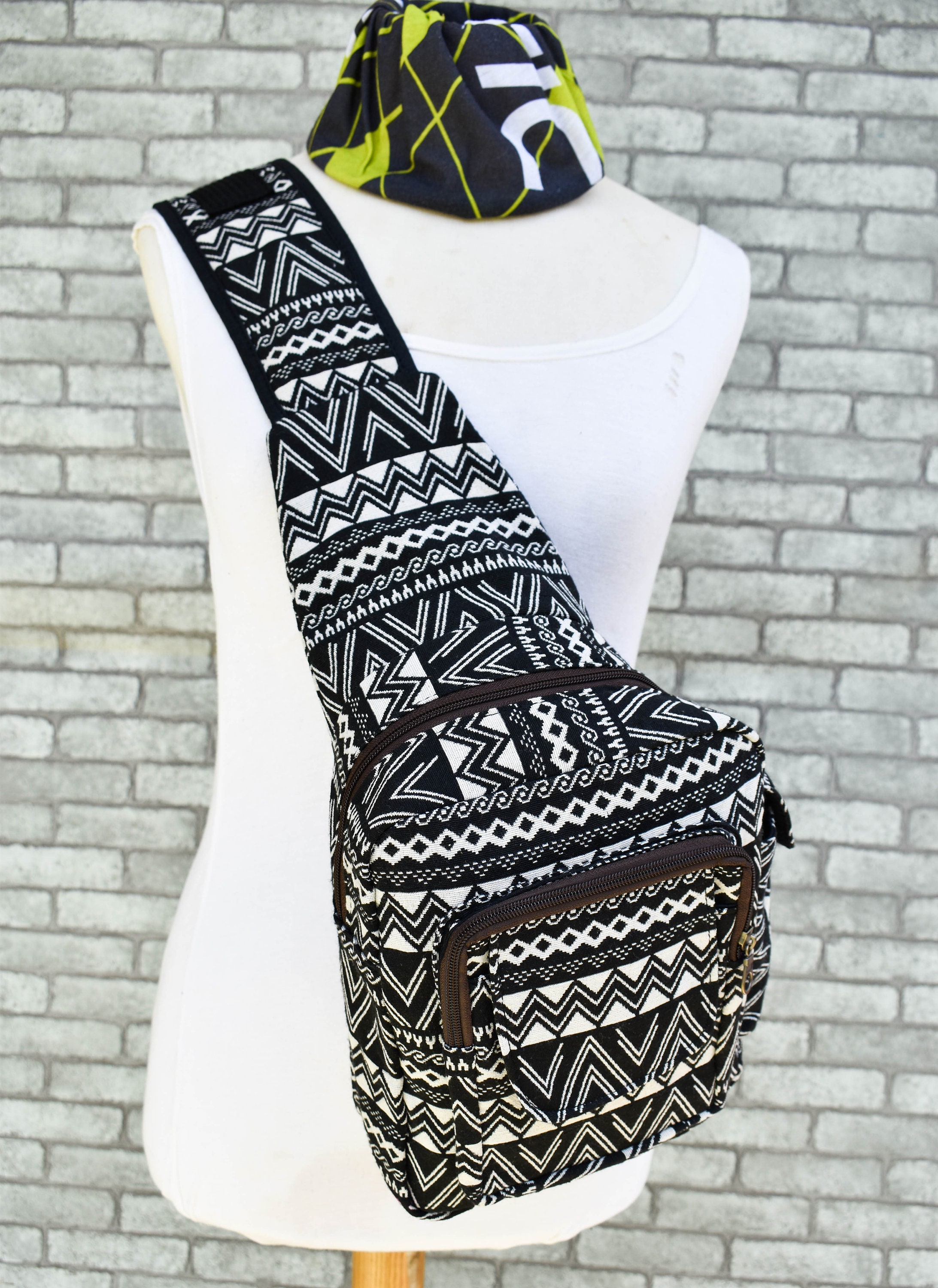 Black And White Backpack Geometric Backpack Hippie Backpack Etsy