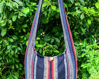 Woven Cotton Boho Sling Bag: Tribal Hippie Crossbody