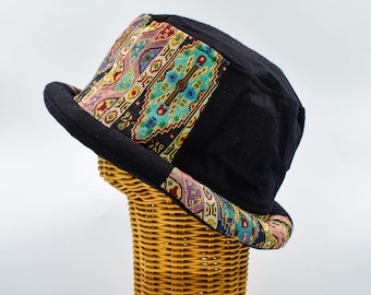 Bucket Boho Hat, Roll Brim Hat, Thai Hill Tribe Hat,  Fabric Hat, Aztec Pattern, Boho Bucket Hat, Hipster Clothes, Hippie Headgear