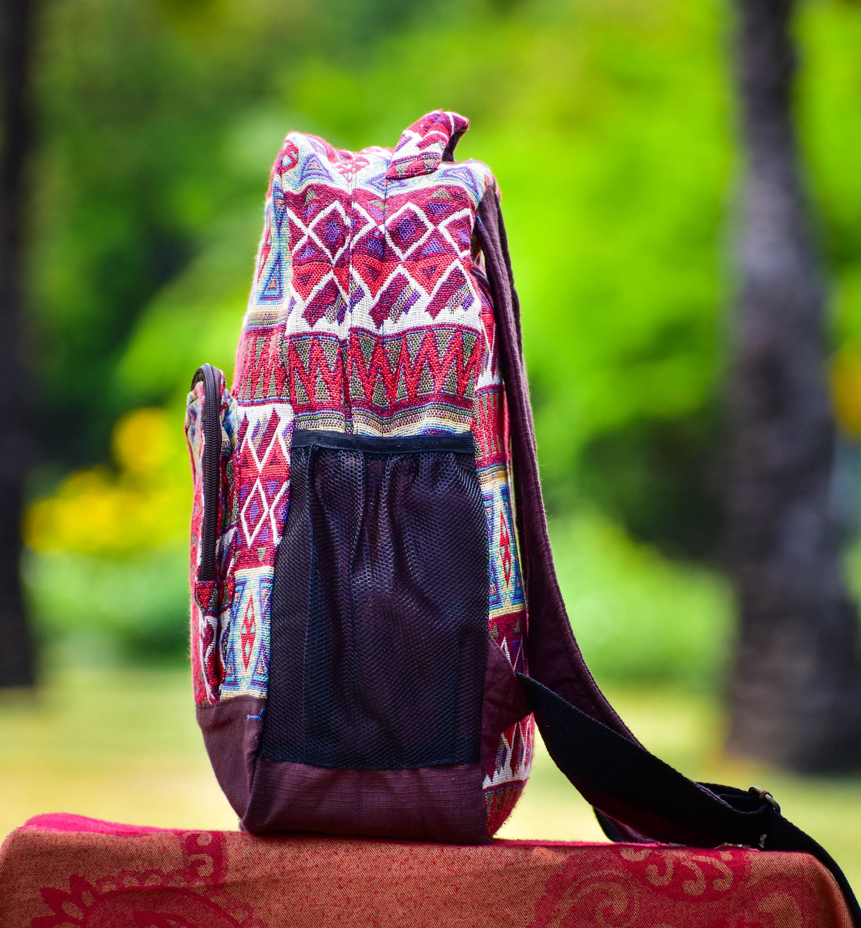 Woven Reed Backpack Handmade Woven Backpack: Bohemian Tribal Vegan Daypack - Etsy