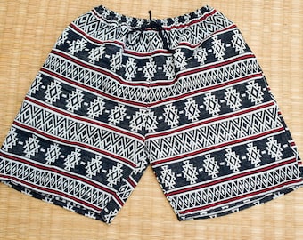 Pantalones cortos para festivales, pantalones cortos a rayas, pantalones cortos largos para hombre, pantalones cortos boho, pantalones cortos de playa, pantalones cortos estilo tribu tailandesa, pantalones cortos hippies, ropa boho