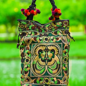 Embroidered Tote Bag, Medium Shoulder Bag, Thai Bag, Ethnic Tote Bag, Shopping Bag, Hmong Bag, Boho Bag, Woven Handbag, Vegan, Fair-trade