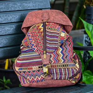 Tribale rugzak, etnische rugzak, zigeunerrugzak, reisrugzak, vakantierugzak, hippierugzak, geometrische rugzak, stamcadeau