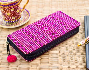 Cartera de mujer, cartera tribal nativa del suroeste, cartera vegana, cartera bohemia, cartera étnica con tapiz, cartera hipster, cartera con cremallera
