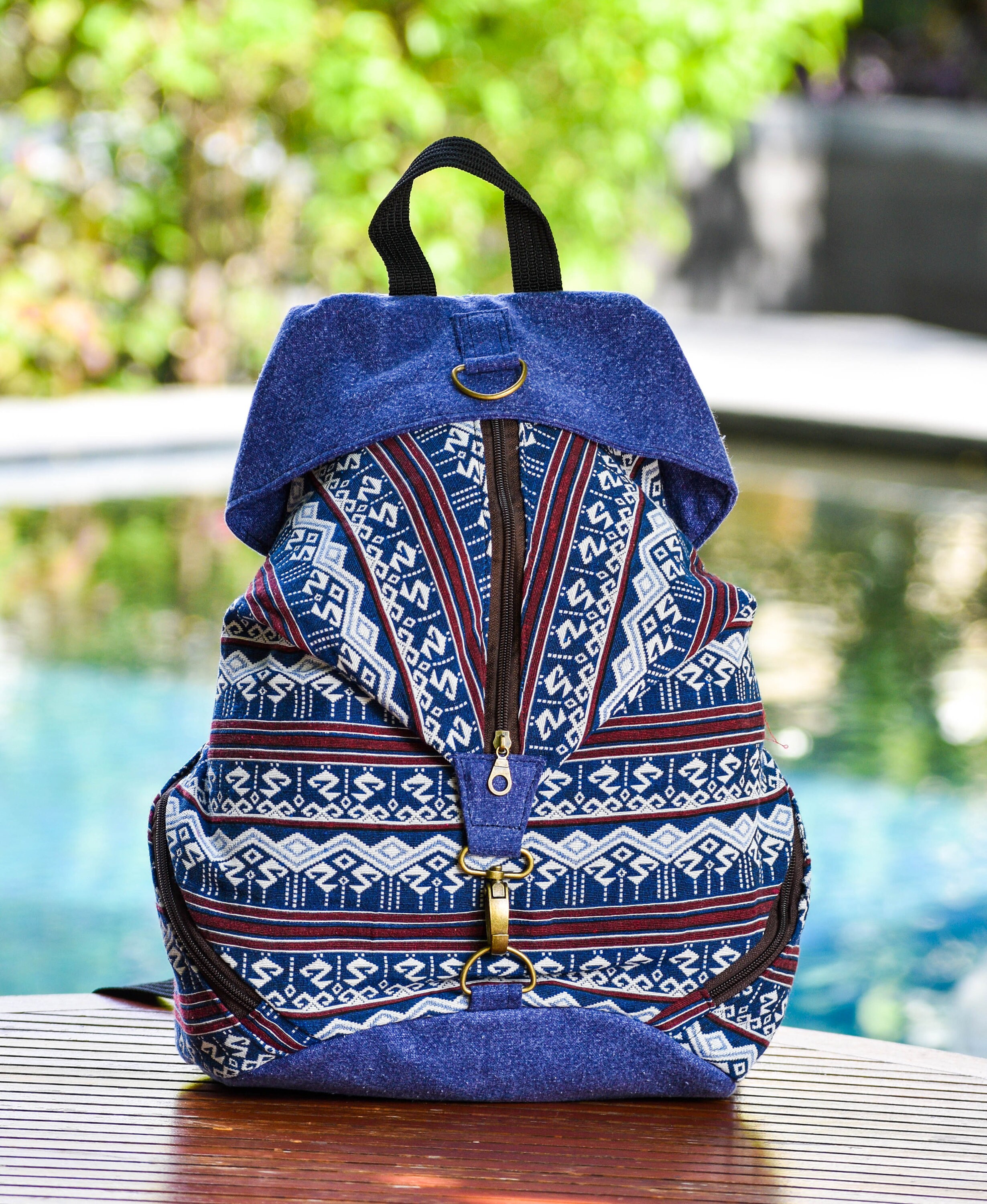 Hippie Backpack Blue Backpack Tribal Bag Aztec Backpack Etsy