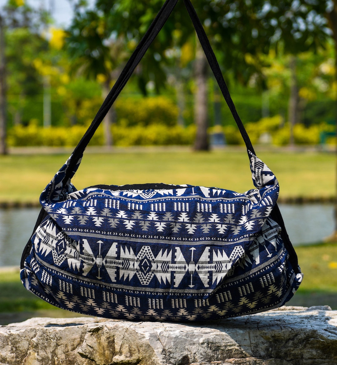 Duffel Bag Blue and White Weekender Bag Travel Bag Yoga - Etsy