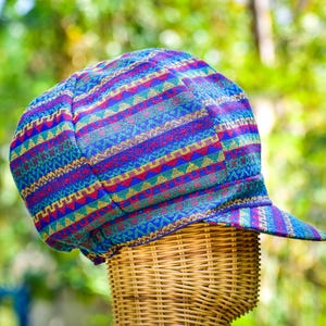 Rasta Hat, Dreadlock Hat, Rainbow Jamaican Style Reggae lover Hat, Boho Fabric Hat, Bucket hat, Hat for long hair, Colorful Festival Hat