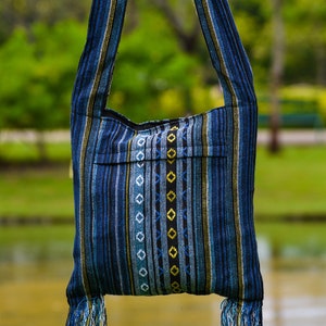 Woven Cotton Crossbody Bag: Tribal Boho Sling Bag