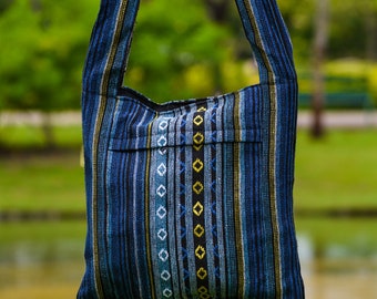 Bolso bandolera de algodón tejido: bolso bandolera bohemio tribal, bolso colorido tailandés, bolso hippie