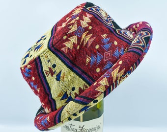 Sombrero de ala enrollada, sombrero de pescador, sombrero morado, sombrero tribal, sombrero colorido para festivales, sombrero boho, sombrero boho, sombrero hippie, regalo original, Burning Man.