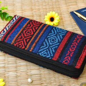 Cartera, Titular de la tarjeta, Monedero hippie, Cartera de viaje Boho, Monedero clutch Ikat, Cartera de pulsera para teléfono, Regalos de Navidad hippie