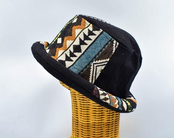 Sombrero hipster, ala enrollada, sombrero tribal, sombrero colorido para festival, sombrero boho, sombrero hippie, regalo divertido, Burning Man.