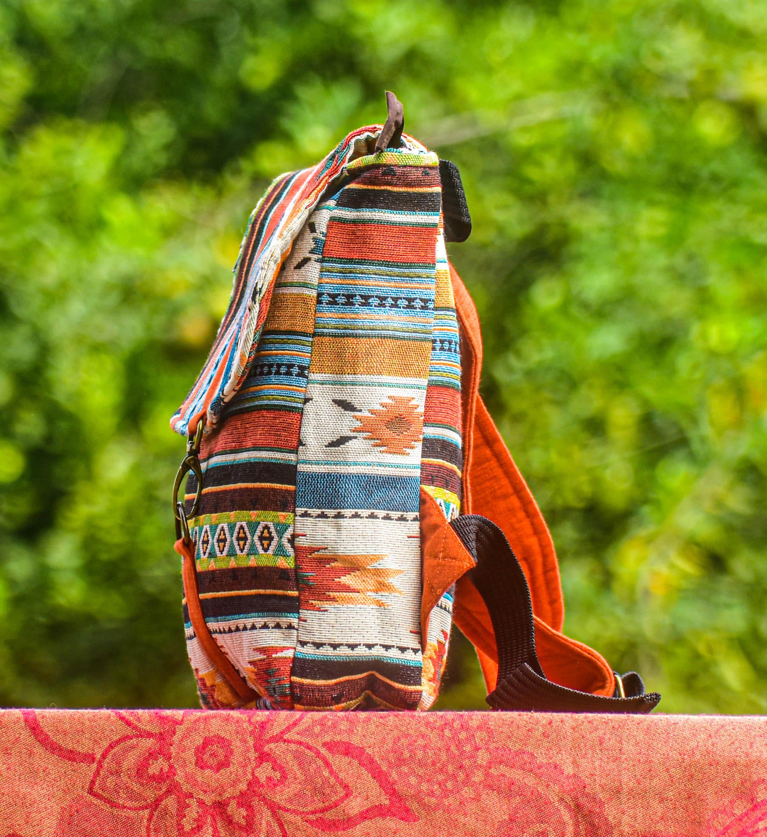 Patterned Packable Backpack Colorful Fabric Backpack, Modern Pattern, Ethnic Rucksack, Hippie ...