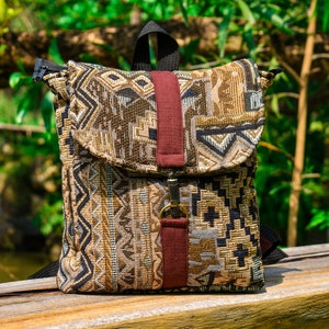 Backpack Satchel, Bag Aztec Style, Tribal Rucksack Purse, Diaper backpack bag, Kids School Backpack, Small Square Backpack. Hippie Bag