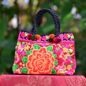 Sac hmong, sac à main bohème pour femme, sac à main thaïlandais, sac à main brodé, sac tapisserie, sac à main coloré, sac à main en coton, sac à main gitane