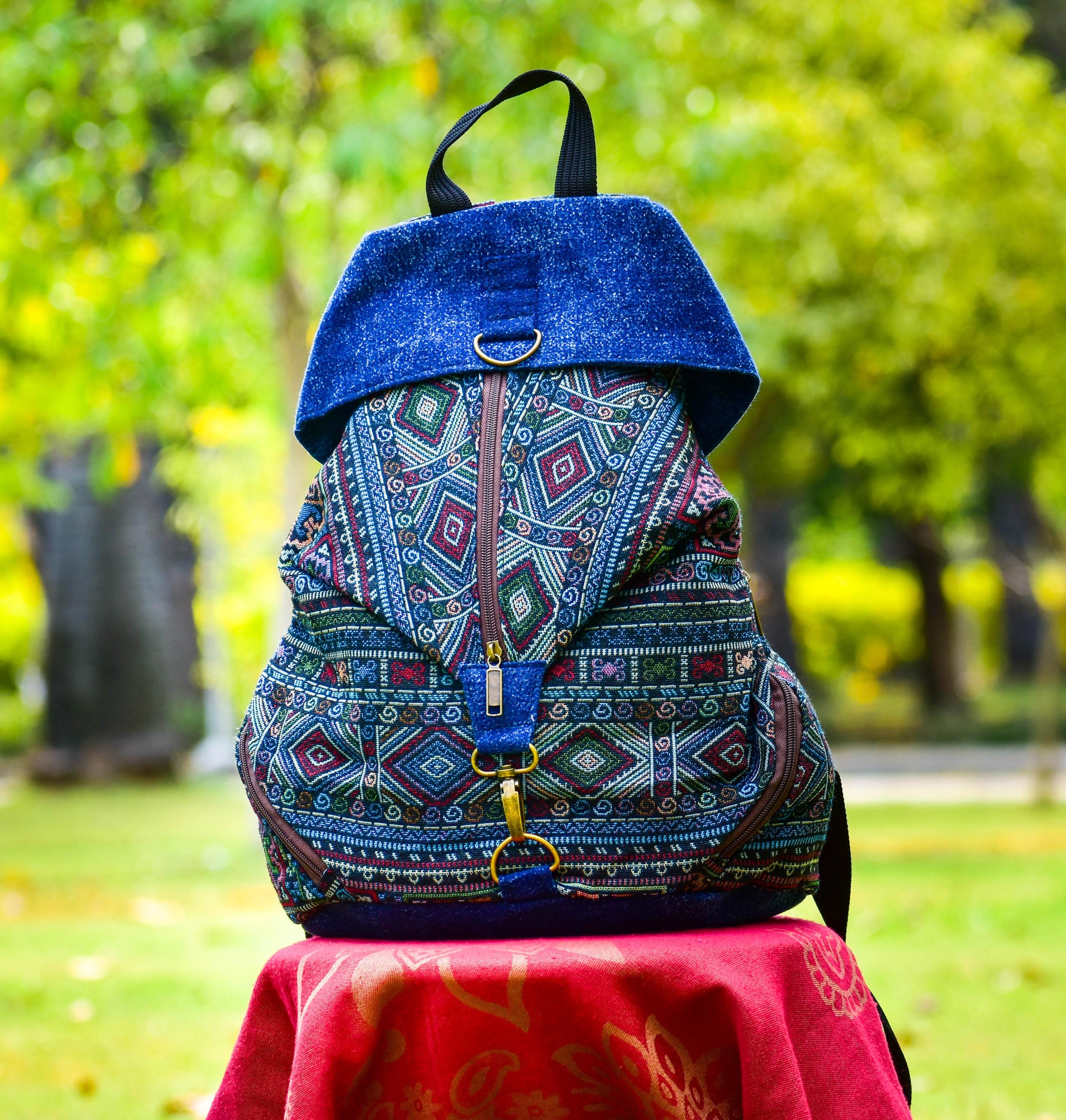 Handmade Tribal Backpack: Colorful Woven Textile Rucksack - Etsy display picture 2