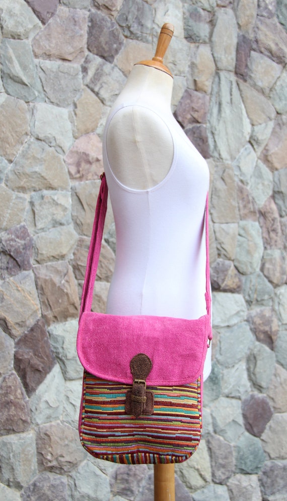 Tribal Crossbody Bag Hippie Messenger Bag Colorful Bag Pink Etsy