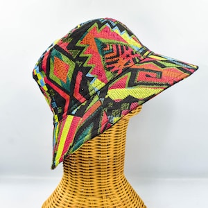 Colorful Bucket Hat,  Tribal Bucket Hat, Floppy hat, Jungle Hat, Thai Hill Tribe Fabric , Festival hat, Sun Hat, Beach Hat, Boho Hat