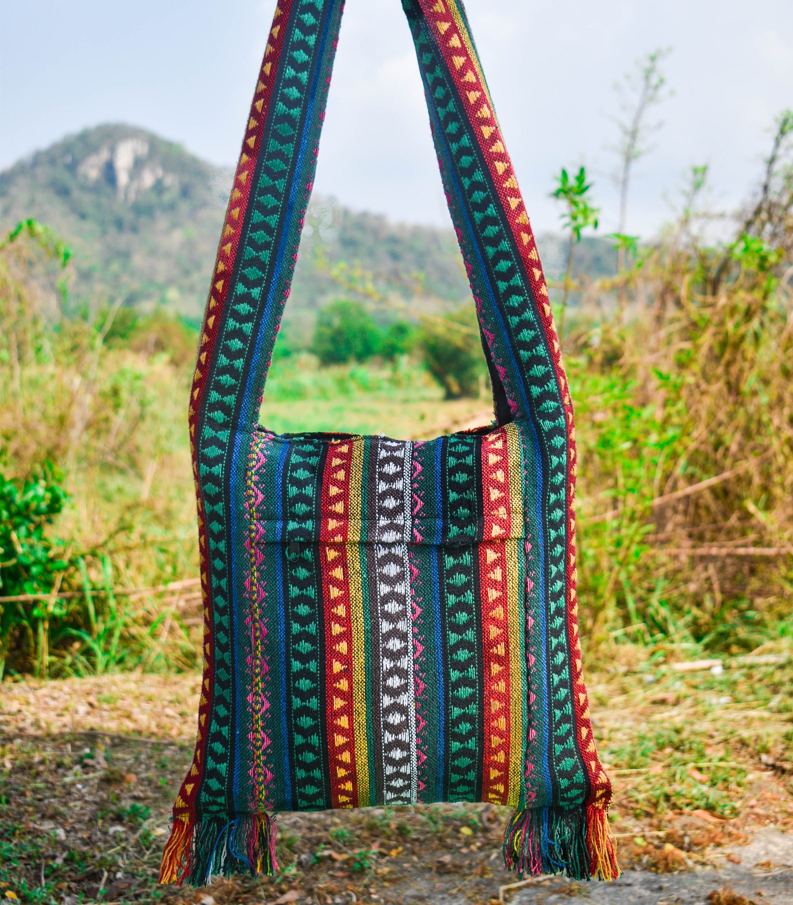 Boho Sling Bag Woven Sling Bag Crossbody Bag Hippie Bag Etsy