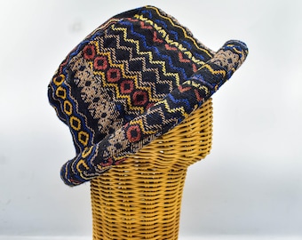 Roll Brim, Bucket hat, Funky hat, Tribal Hat, Purple Colorful Festival Hat, Boho hat,  Bohemian hat, Hippie Hat, Funky Gift, Burning Man.