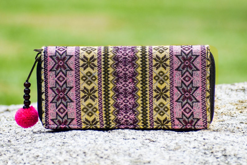 Boho Wallet Pink and Yellow Wallet Hippie Wallet Boho Etsy