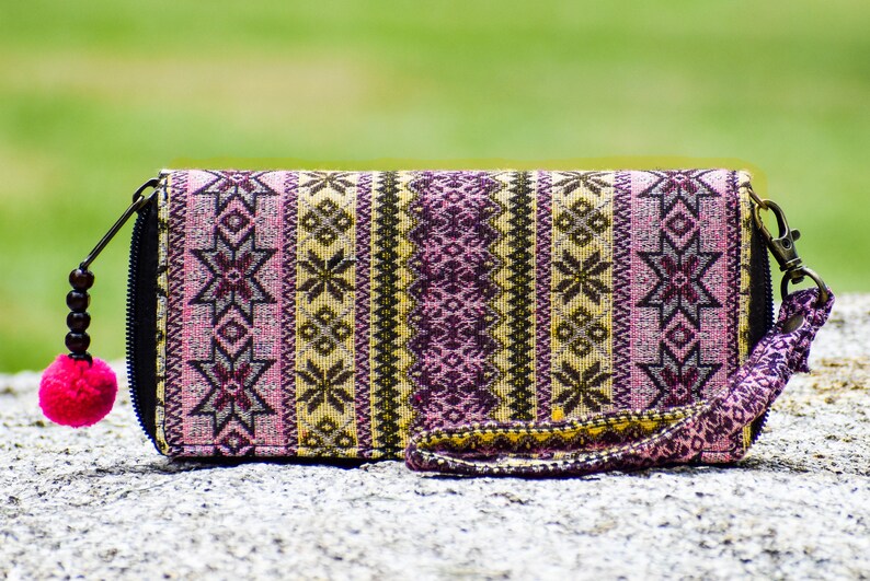 Boho Wallet Pink and Yellow Wallet Hippie Wallet Boho Etsy