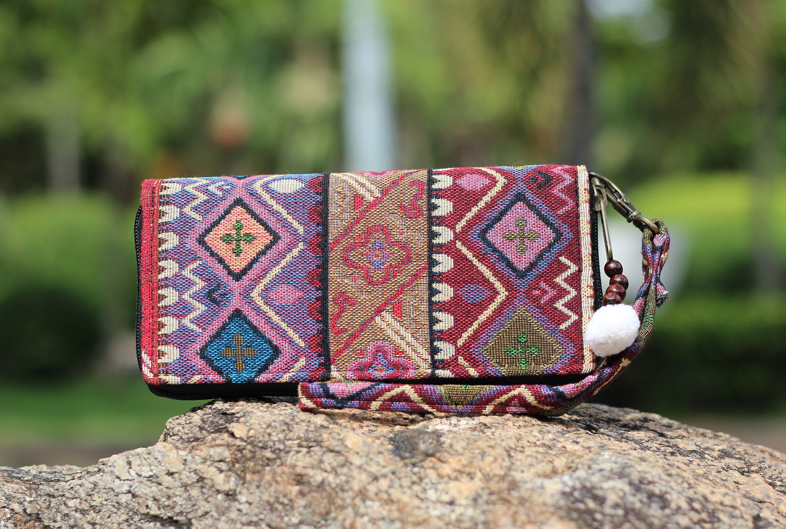 Boho Wristlet Monedero púrpura tonos Monedero de la cartera Etsy
