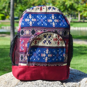 Handmade Tribal Woven Backpack: Colorful Aztec Rucksack