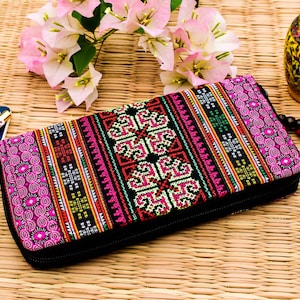 Cartera bohemia para mujer, cartera bordada para mujer, cartera hecha a mano para mujer, cartera psicodélica para mujer, cartera vegana para mujer, cartera hippie para mujer