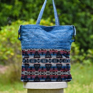 Stone-washed Einkaufstasche, große Schultertasche, blaue Tasche, Hippie-Einkaufstasche, Einkaufstasche, abnehmbarer Umhängeriemen, thailändisches Qualitätsprodukt