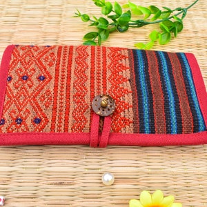 Carteira de algodão, carteira hippie, carteira macia, carteira de telefone, bolsa colorida, carteira boho, carteira de algodão, carteira étnica vegana, comércio justo, tailandesa
