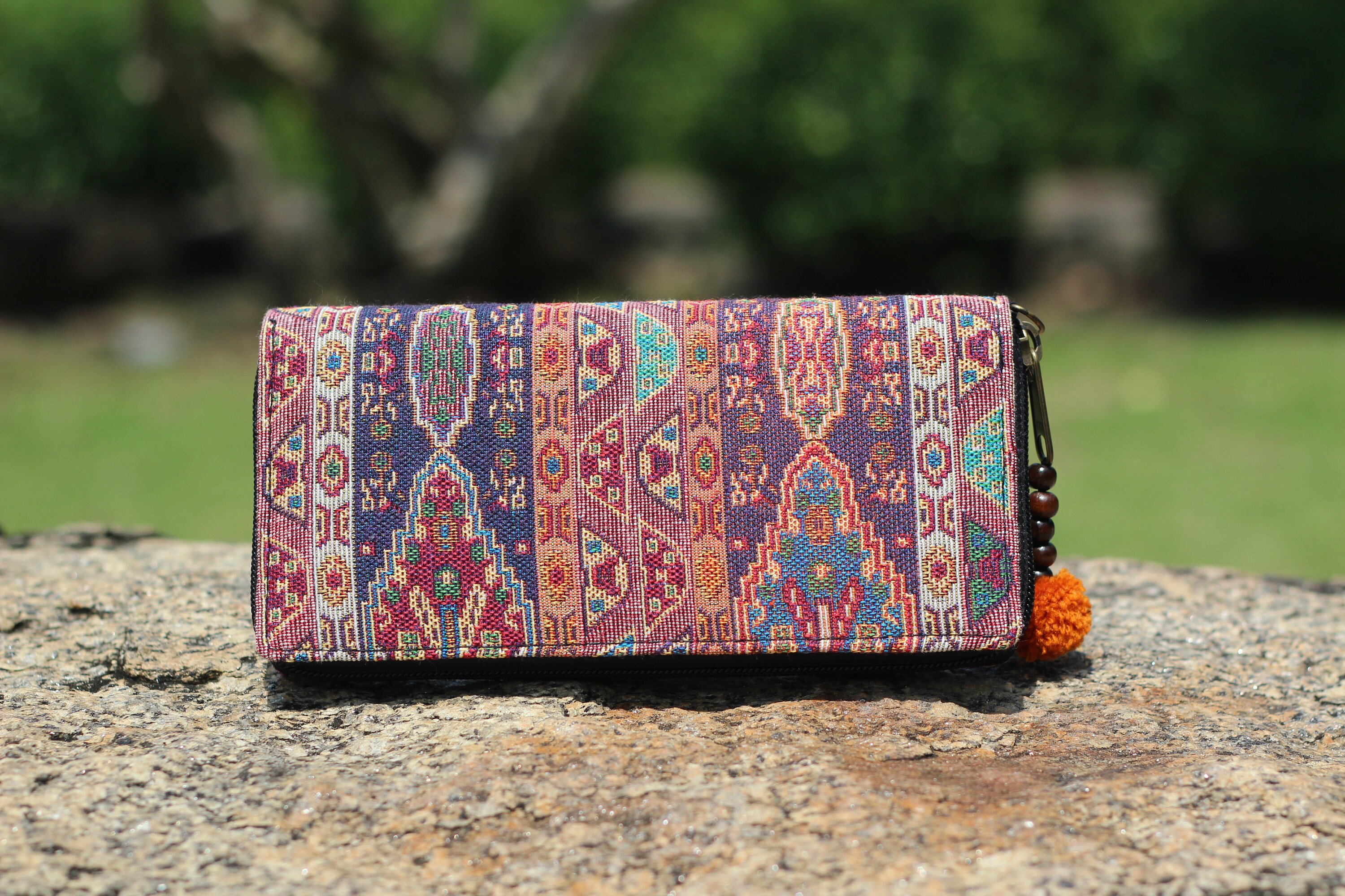 Boho Wristlet Wallet Moroccan Oriental Style Bohemian Fabric Etsy