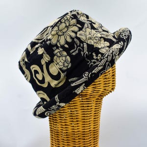 Black Hat, Roll Brim Hat, Hippie Bucket Hat, Musician Hat,  Thai Hill Tribe Fabric, Tribal Hat, Boho Bucket Hat, Festival Hat, Unisex