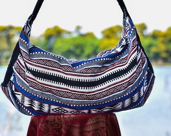 Geometric Duffel Bag: Woven Boho Weekender Travel Bag