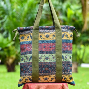 Kordelzug Einkaufstasche, Große Schultertasche, Stonewashed Riemen, Hippie Einkaufstasche, Einkaufstasche, Boho wiederverwendbare Tragetasche, thailändisches Qualitätsprodukt
