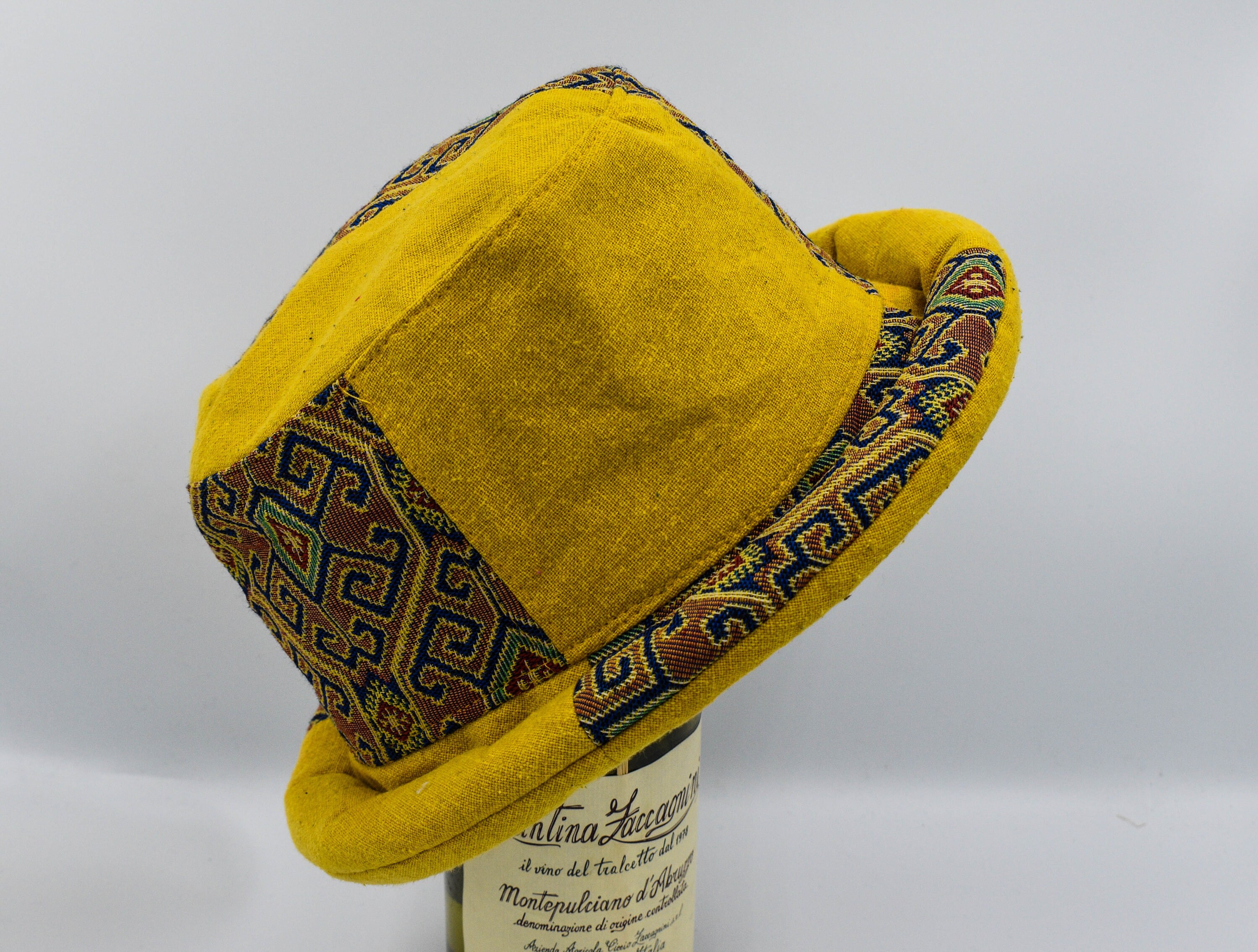 Bucket Hat Festival Hat Tribal Fabric Brown andd Yellow Etsy