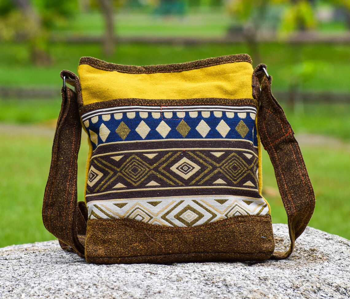 Small Cross body Boho Purse Long Strap Tribal Vegan Etsy