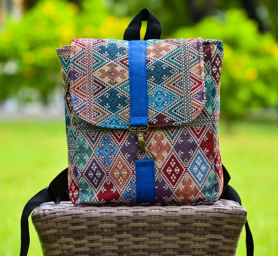 Colorful Backpack Purse Aztec Mayan Ethnic Native Rucksack hippie Square Backpack cute School Backpack vegan Backpack Gift for Her Etsy Ireland