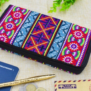 Portefeuille femme, portefeuille coloré, portefeuille géométrique, portefeuille hippie, pochette femme, portefeuille ethnique, portefeuille tissé, portefeuille Boho Zipper, équipement hippie