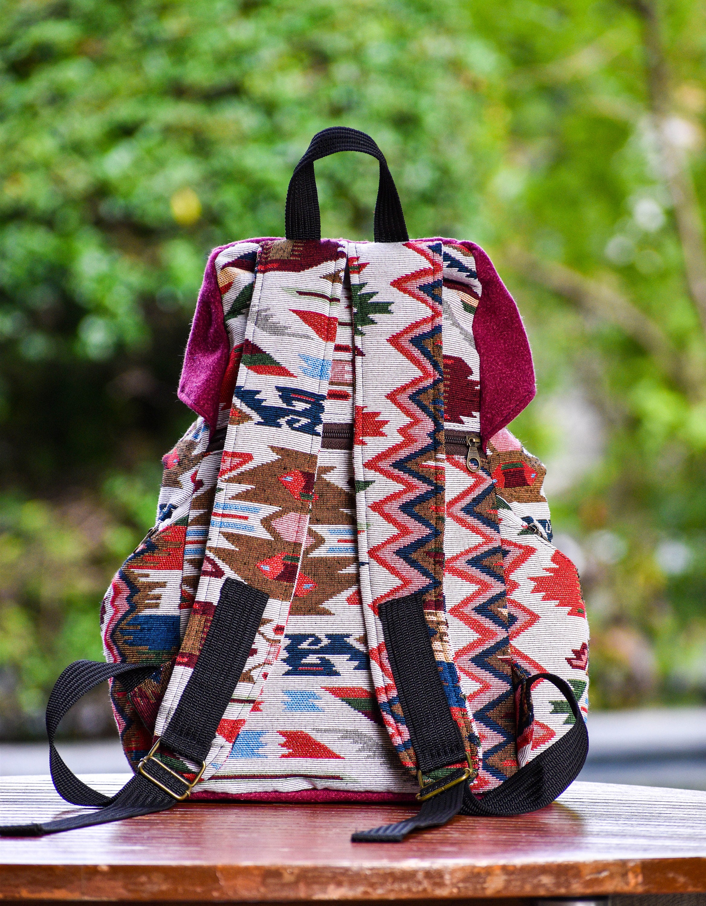 Ethnic Rucksack Medium Backpack Red and White School Etsy