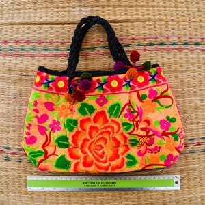 Hmong Embroidered Handbag: Colorful Boho Tapestry Purse